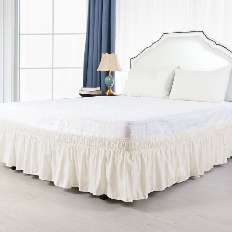 PiccoCasa Elasticated Bed Skirt Ruffled Bed Base Wrap Around Bed