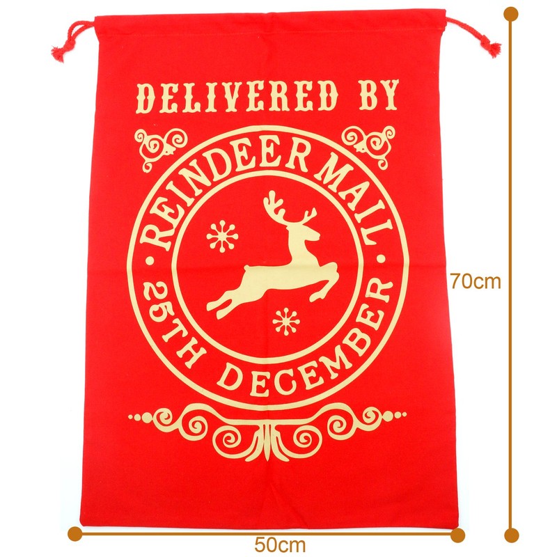 TRIXES Santa Sack Large Red Christmas Santa Santa Sack Reindeer