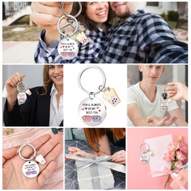 Ouligay Bestie Gifts for Women,Milk Tea Keychain Charm,Work Valentines Day Gifts for Friendship Couple Boyfriend Girlfriend,Key Chains Women Cute,Best Friend Gift,Funny Gifts for Friends
