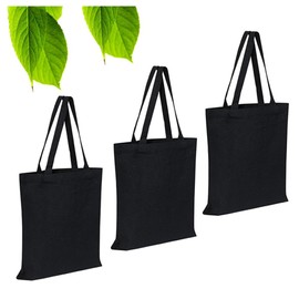 Wanfoou 3-Pack Canvas Tote Bags, Cotton Tote Bag, Lightweight Medium Reusable Grocery Shopping Cloth Bags, Suitable for DIY, Promotion, Advertising, Giveaway, Gift, Activity