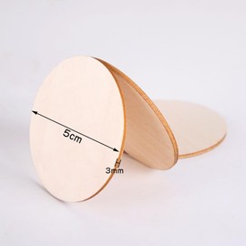 LIANHATA 50 Pieces Round Wood Pieces Wood Set of 50 Outer Diameter 2.0 inches (50 mm) Thickness 0.1 inch (3 mm) for DIY Craft Craft Material Round Wooden Slice Decoration Decoration Decoration Painting (Round)