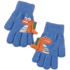 InSomila Dinosaur Gloves, Children's Gloves, Cute, 5 Finger Gloves, Autumn, Winter, Thermal, Cold Protection, Elementary School Students, Boys, Girls, Kids, Kindergarten, Commuting to School, Cycling,