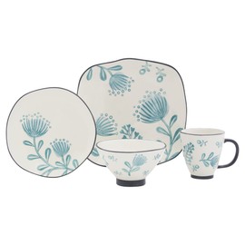 Baum-Essex - Dinnerware Sets, 16 Piece Dish Set for 4, Beautiful Home Decor includes Dinner Plates, Salad Plates, Bowls, and Mugs (Naples Blue)