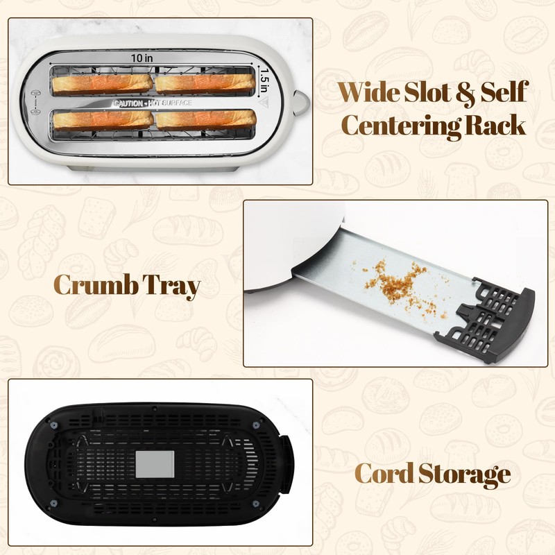 Tesslux 4 Slice Toaster with Touch Screen Control, 1.5" Wide