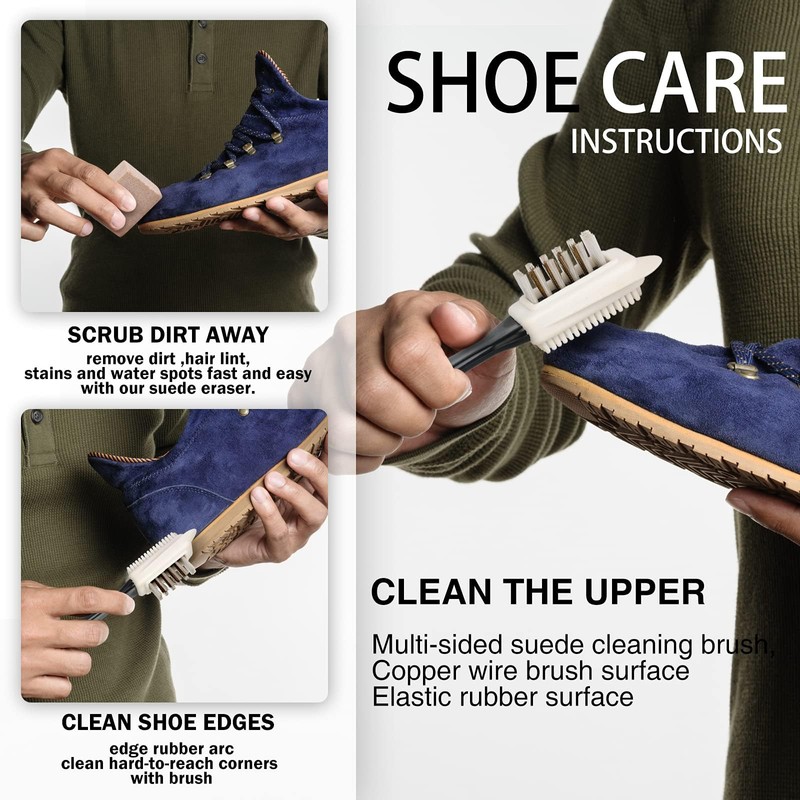 Suede Shoe Cleaner Kit with Eraser. Made 4-Way Suede &