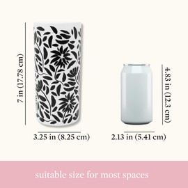 Steel Mill & Co Ceramic Vase for Living Room/Shelf/Coffee Table, Aesthetic Flower Vase with Floral Pattern (Hand Drawn Floral)