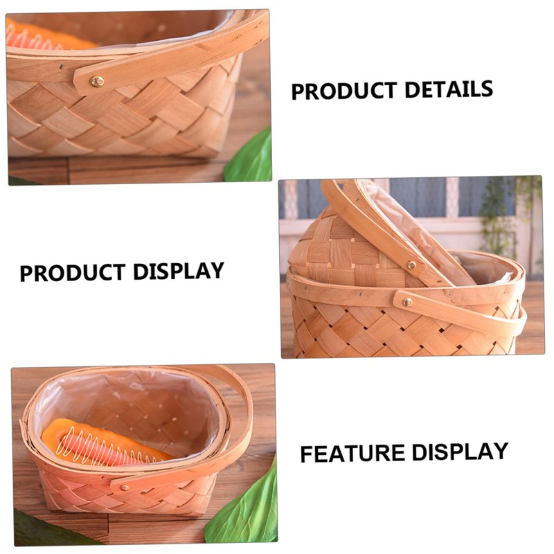 Ciieeo 1 PC Portable Handmade Bamboo Woven Flower Basket with