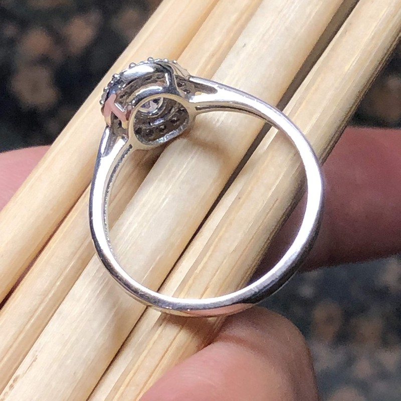 Genuine Blue Tanzanite 925 Solid Sterling Silver Engagement Ring Size