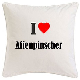 I Love Monkey Pinscher Cushion Cover 40 cm x 40 cm Microfibre Tasteful Decoration for Any Living Room or Bedroom in White with Zip Closure