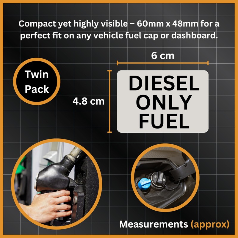 Tek Automotive Diesel Fuel Only Sticker – Twin Pack –