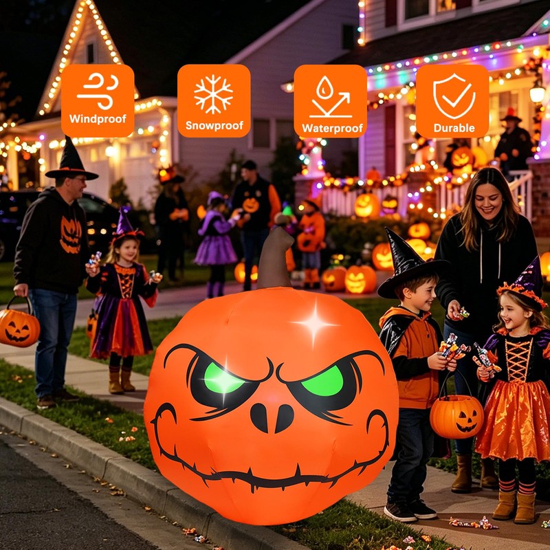 PIPIMOUSE 4 FT Halloween Inflatables Pumpkin Outdoor Decorations