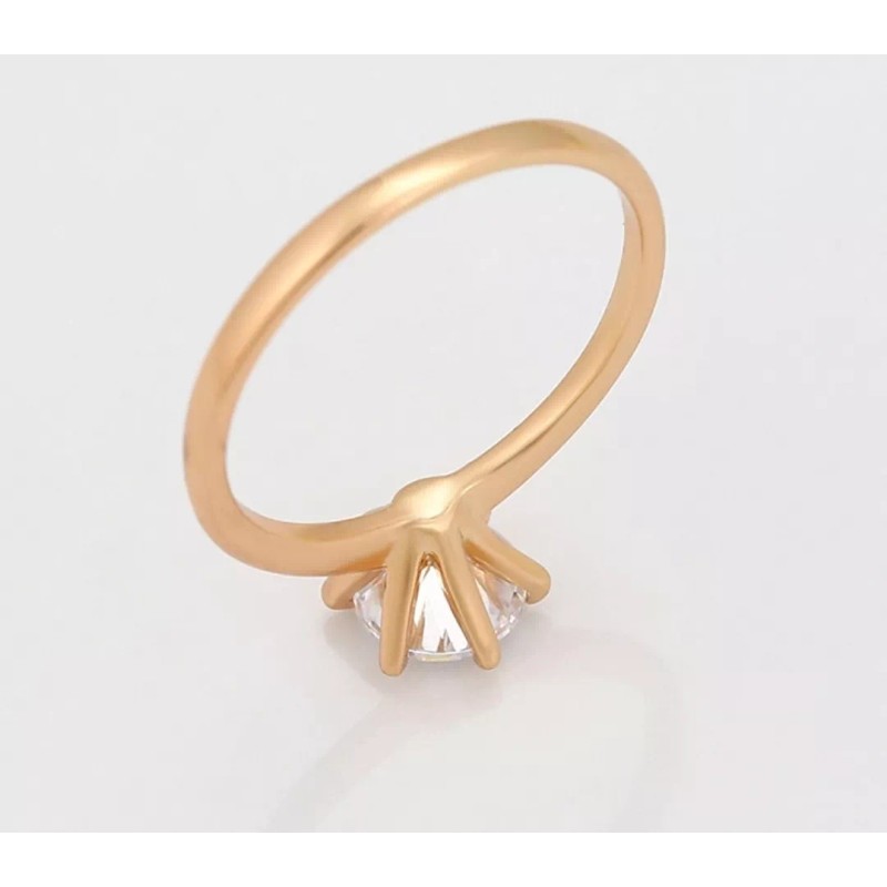 Dtup Anillo De Compromiso Solitario Chapado En Oro De 18k