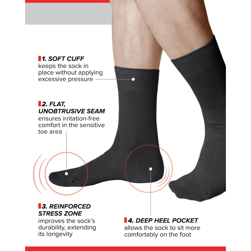 vitsocks Men's Thin 100% COTTON Lightweight Summer Socks (3 PAIRS)