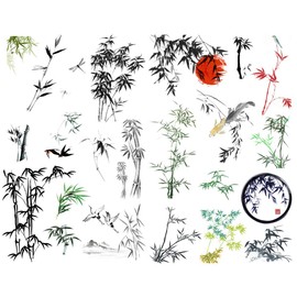 Seasonstorm Ink-Painting Bamboo Plants Decoration Album Planner Stickers Scrapbooking Diary Sticky Paper Flakes