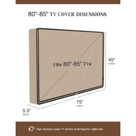 iBirdie Outdoor TV Cover 80 to 85 inch Waterproof, Cover Size 75" W x 45" H, Weatherproof, with Zipper for Outside Flat Screen 80 to 85 inch TV, Brown, 600D Thick Fabric Protector
