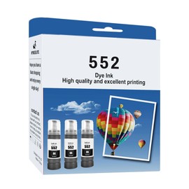 HykeElite 552 Ink Refill Bottles Black 3 Pack,Replacement for EcoTank Photo ET-8500 ET-8550 ET 8550 ET8500 Printers, 3 Black Combo Pack