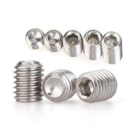 1/4"-28 x 3/16" 20 Pcs Set Screws, Headless Concave End, Grub Screws with Internal Hex Drive, 304 Stainless Steel, SAE Thread, for Bathroom Fixtures, Towel Racks, Light Fixtures