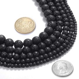 Natural Stone Beads 6mm Lava Beads Gemstone Round Loose Beads Crystal Energy Stone Healing Power for Jewelry Making DIY,1 Strand 15"