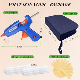 MONVICT Hot Glue Gun Kit, Mini Glue Gun with Carrying Case,20 Pcs Premium Glue Sticks, 10 Pcs Wood Craft sticks, Fast Preheating Hot Melt Glue Gun for School Crafts DIY Arts Gift (Blue, 30Watts)