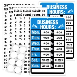 2 Pack Business Hours Sign, gliship Hours of Operation Signs for Business, Store Hours Signs for Business for Glass Door Window Office Outdoor, Open Closed Signs Include 2 Blue Signs 360 Stickers