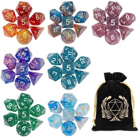 Polyhedral Dice, Coyeekn 7 x 7 Sets (49 Pieces) Polyhedral Glitter Dice for Dungeons & Dragons RPG MTG DND Table Game Dice D4 D8 D10 D12 D20