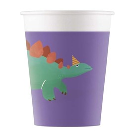 Procos Partyware Eco-Friendly Dinosaur Roar Compostable Paper Cups 200ml 8Ct