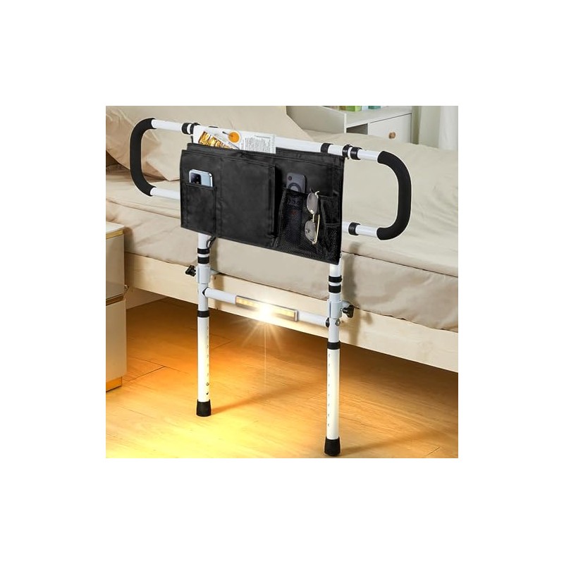 EasyVibe Bed Rails for Elderly Adults with Motion Light &