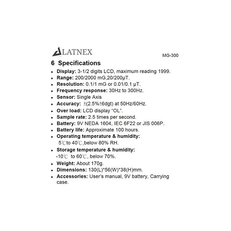 Latnex MG-300 Gauss and Magnetic Field Meter w/ Protection Boot