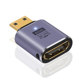 Poyiccot Mini HDMI to HDMI Converter Adapter 8K, 48Gbps HDMI Mini-HDMI Converter Adapter, 2.1 Standard Mini HDMI Male to Female Converter Extension Adapter Compatible with 3D, 8K@60hz, 4K, 2160P