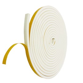 Weather Stripping Foam Tape, 17 Ft Door Seal Strip, EVA Material, High Density 1/4" Thick, No Residue Adhesive, Weatherproof Door Seal Strip for Sliding Door, Windows, White (3/8" Wide)