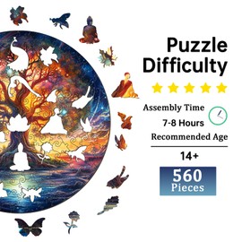 Jigfoxy Wooden Puzzles for Adults, Tree of Life Wood Puzzles Adult, Unique Animal Shape Wooden Jigsaw Puzzles for Adults, Birthday Gifts for Puzzle Lovers, Family, Friend (XL-17.3 * 17.3in-510 pcs)