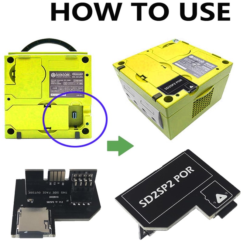 Hyamass NGC GameCube SD2SP2 PRO Adapter, SDLoad SDL Micro SD