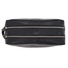 GERMANUS Black Leather Toiletry Bag, black, Toiletry bag with zips