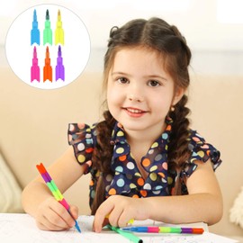 50 Pieces 6 Colors Stacking Crayons Buildable Crayons Colorful Block Crayon for Preschool Art Toys Home School Office Supplies