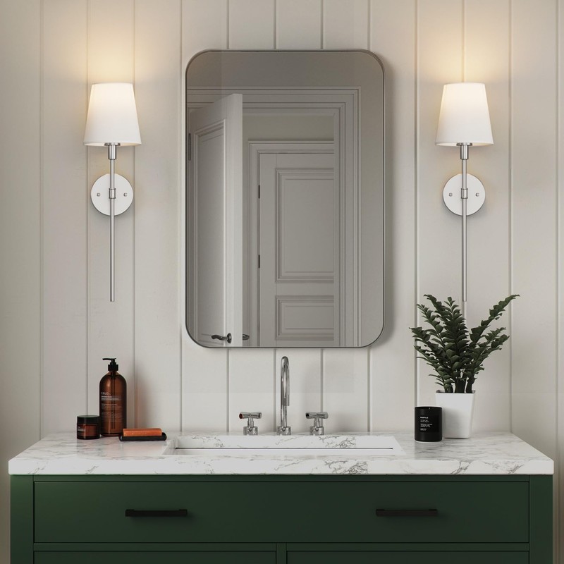 Coinmit Brushed Nickel Battery Operated Wall Sconces Set of 2,Modern