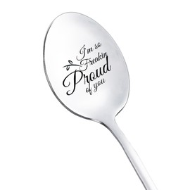 Daughter Son Inspirational Encouragement Gifts for Sister Grandson I'm So Freaking Proud of You Spoon for Mom Husband Motivational Graduation Gifts for Brother Coffee Tea Spoons