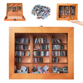 Svfreyavis Anxiety Bookshelf – Shake Design to Relieve Stress, Miniature Shelf with 200 Tiny Miniature Books, Perfect for Home and Office Decor, Gift for Book Lovers, Brown.