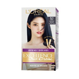 L'Oréal Paris Excellence Duo Cream Shared Gray Hair Dye, 5.1 Ash Blue Brown, 1 Piece / 로레알파리 엑셀랑스 듀오크림 나눠쓰는 새치염색 염모제, 5.1 애쉬블루브라운, 1개