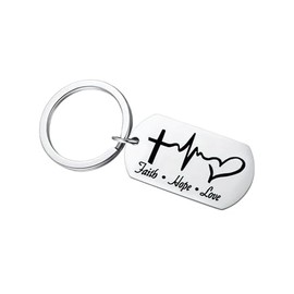 3 Nails 1 Cross Christian Keychain Easter Gift - Birthday Present - Jesus Keychain - Bible Verse Key chain - Gifts for Mom Gifts for Dad Key chain for Mom Keyring for Dad (Faith Hope Love)