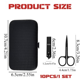 Nail Clippers Set for Men, 10Pcs Nail Clippers Pedicure Kit, Grooming Kit for Thick Nails Cuticle Remover Toenail Care Cutter Pedicure Manicure Set with Fine Leather Case