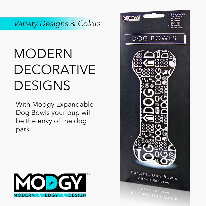 MODGY Collapsible Dog Food Bowl Dish, Reusable, Plastic Travel Size,