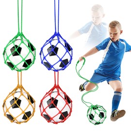 QINLECTRI 4 PCS Soccer Ball Net, Size 3/4/5, Blue/Green/Red/Yellow, Nylon, 47.2in (1.2m), Soccer Training, Kicking Practice