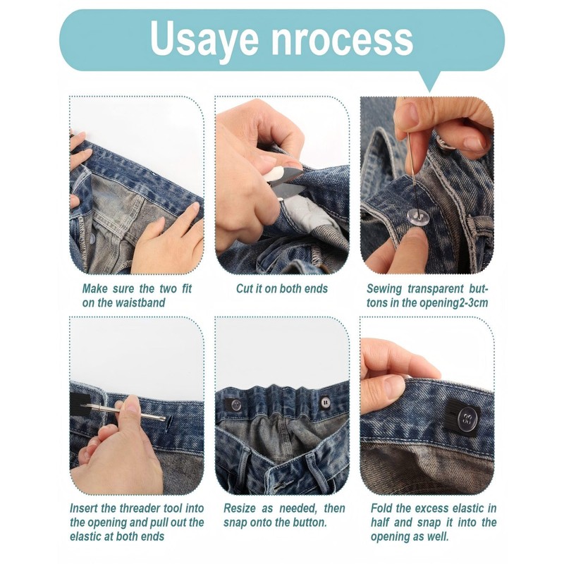 Manordlier Elastic Waist Tightener for Pants with Transparent Resin Buttons