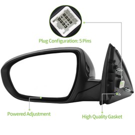 Door Mirror Fit for 2011-2013 Kia Optima, Power Glass Door View Mirror,With Turn Signal（5 Pins） (Left/Driver Side)