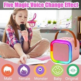Mini Karaoke Machine with 2 Wireless Microphones for Kids, Portable Bluetooth Speaker for 4, 5, 6, 7, 8, 9, 10, 12 Years Old Birthday Gift Girls,Adults,Party, Home KTV,Outdoor,Travel