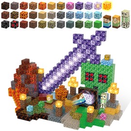 100Pcs Magnetic Blocks Building Blocks Set 1 Inch, Light Up Magnet Blocks Stacking Toys Building Blocks for Kids Boys Girls 3 4 5 6 7 8 9 10 Year Old Christmas Birthday Gifts