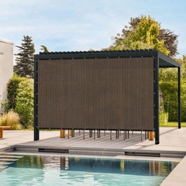 ARKOST 90% Sun Shade Cloth with Grommets, 12X20 FT Privacy Screen Pergola Shade Cover for Patio Garden, Mocha