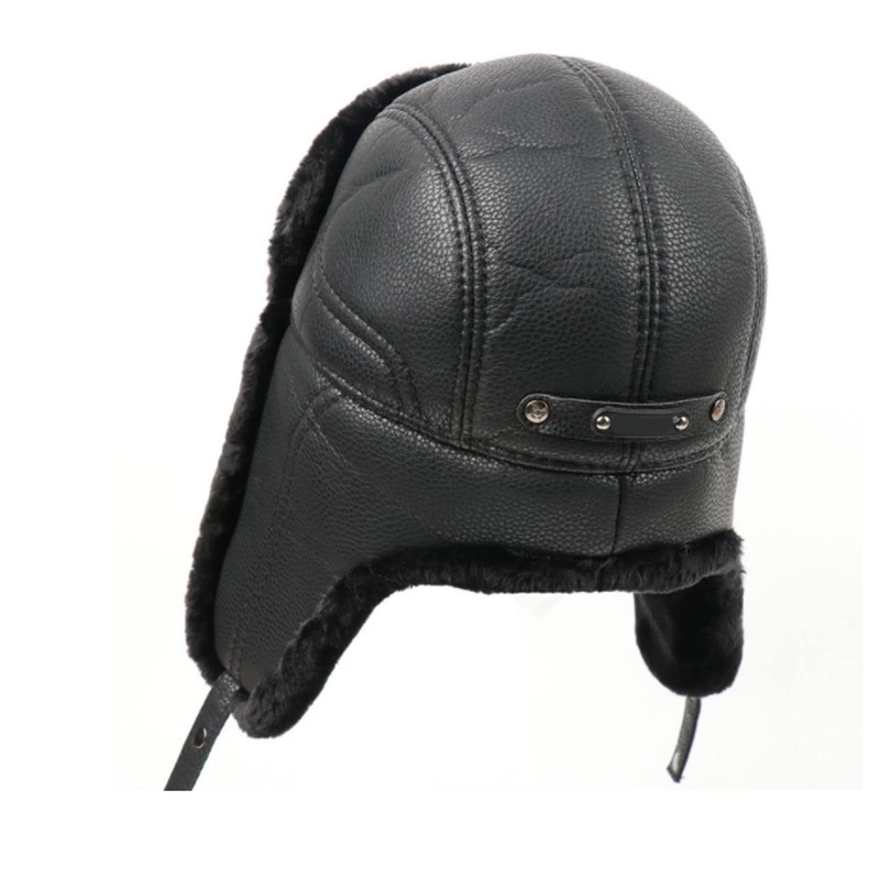 GFM® Mens Ushanka Faux Leather Russian Winter Trapper Bomber Hat