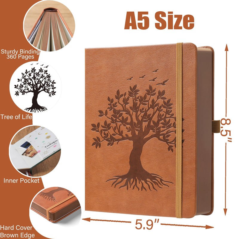 ZXHQ A5 360 Pages Lined Journal Notebooks with Pen, Journals