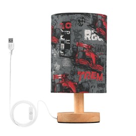 Dussdil Sport Race Cars Bedside Lamp Table Lamps Desk Lamp Cylinder Nightstand Lamp for Bedroom Living Room Office Decor